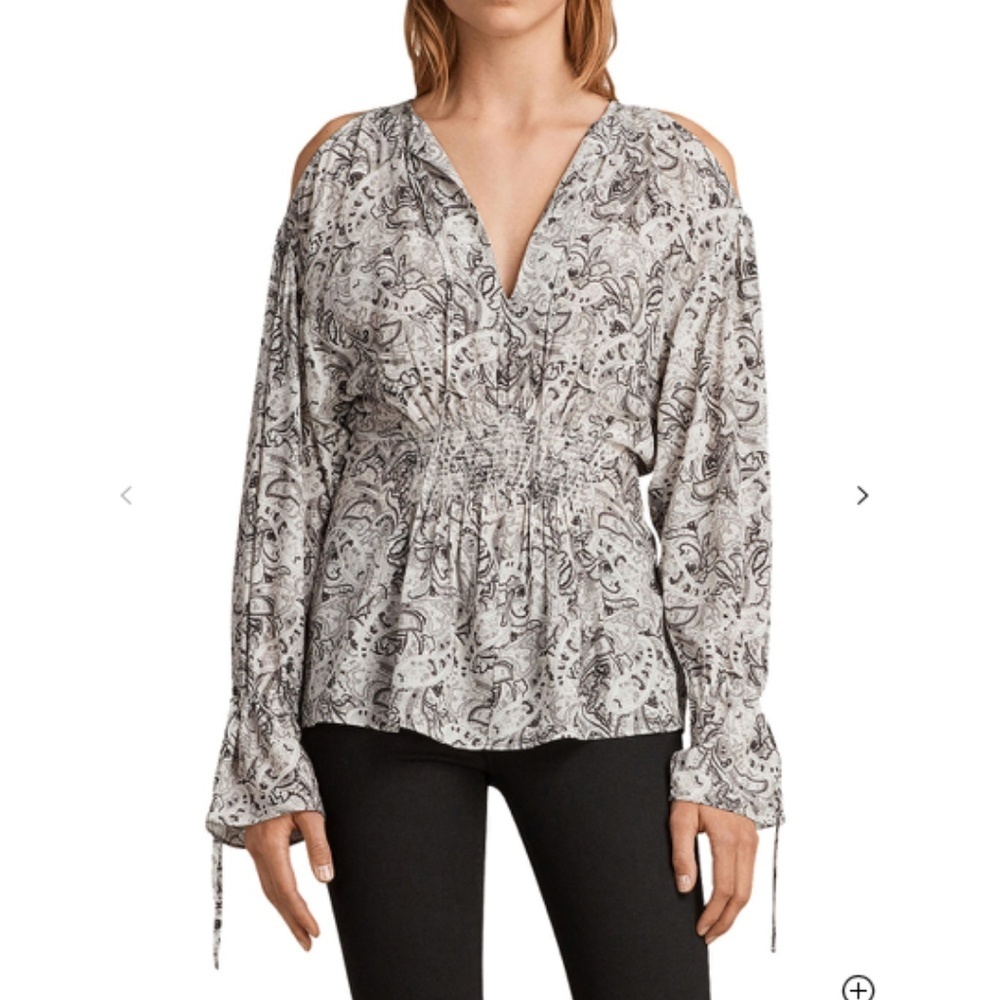 NEW - All Saints - Lavete Paisley Top Black XS